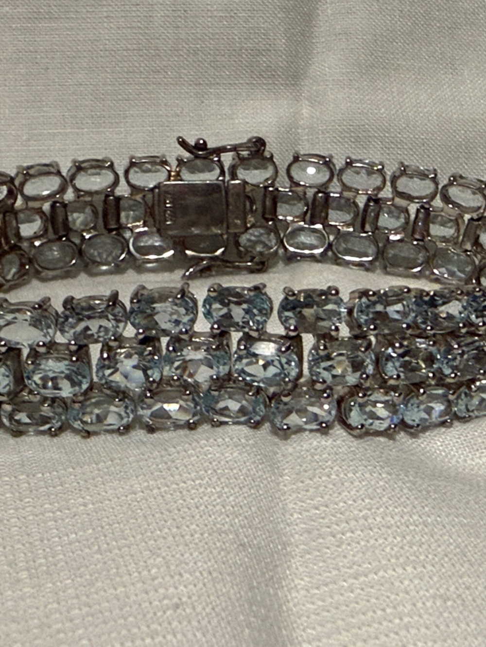 Silver Crystal Multi-Row Bracelet - Clear Crystal Accent